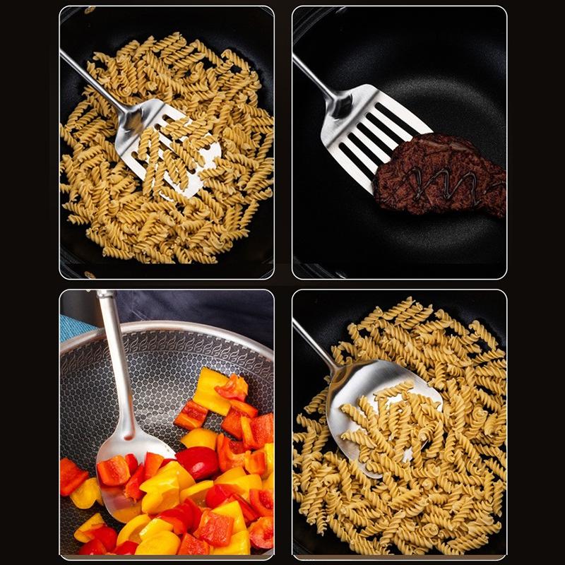 1/4Pcs Stainless Steel Kitchen Utensil Set Shovel Frying Spoon Soup Colander Spatula Kitchen Tools Set