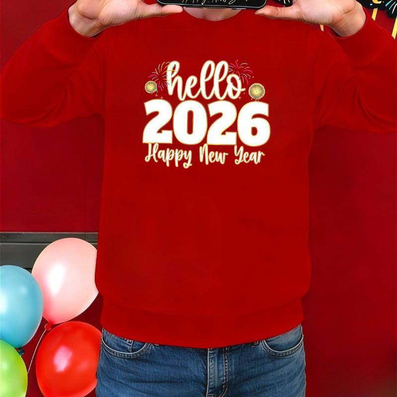 

Мужской свитшот с круглым вырезом 2026, теплый и уютный, незаменимая вещь для осеннего гардероба XXL красный