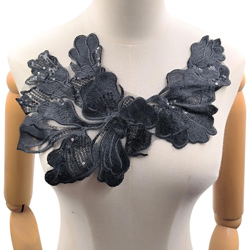 Bead Two-color Embroidery Corsage Lace Embroidery Fake Collar Mesh Bottom Lace Collar Fashion Wedding Dress Lace Accessories