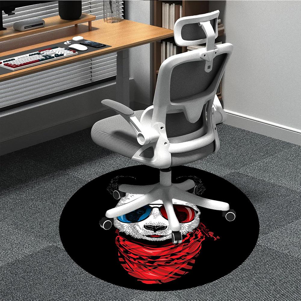 

1pc Panda Sunglasses Office Round Area Rug, Indoor Mat Suitable For Office, Under Office Chairs Bedroom Living Room Home Decor, Room Deco, 064 80cm by 80cm