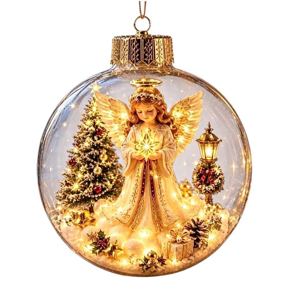 Decorazioni Luminose per la Storia di Natale 2026 Fai da te Nuovo Babbo Natale Pupazzo di Neve Alce Sfera di Cristallo con Polvere d'Oro Decorazione 1pz 2026