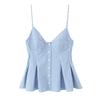 Kaslead New Arrival Women's Fashion Style Fashionable Small Pleated Poplin Camisole Short Top 2178083