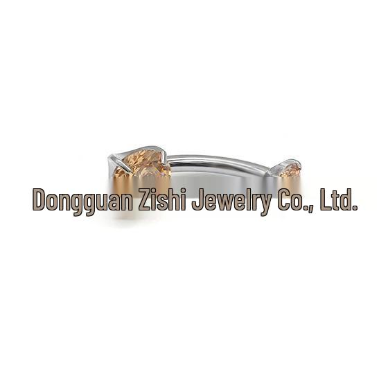 F136 G23 Titanium Zircon Navel Ring with Four-Prong Setting - Super Shiny Body Piercing Jewelry