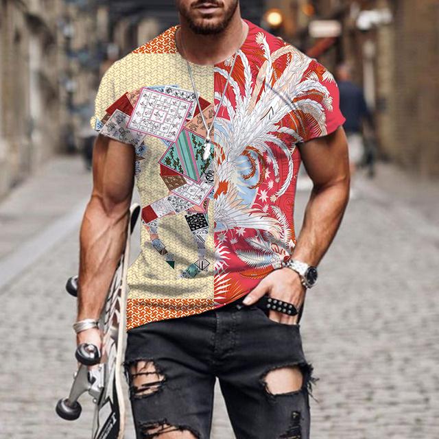 2022 Luxury High-end Pattern 3D Print Men's T Shirt O Neck Short Sleeve Funny Streetwear Summer Loose Male Oversized Tops Tees