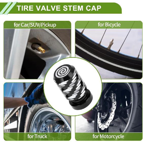 Tire Valve Stem Caps Decorative Black Wings Pattern Tyre Valve Dust Covers 7x22mm Aluminum Alloy 4 Pcs