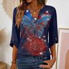Womens Spring Tops V Neck Butterfly Print Summer Shirts for Women Casual Loose Fit Womens Summer Shirts 2026 Style