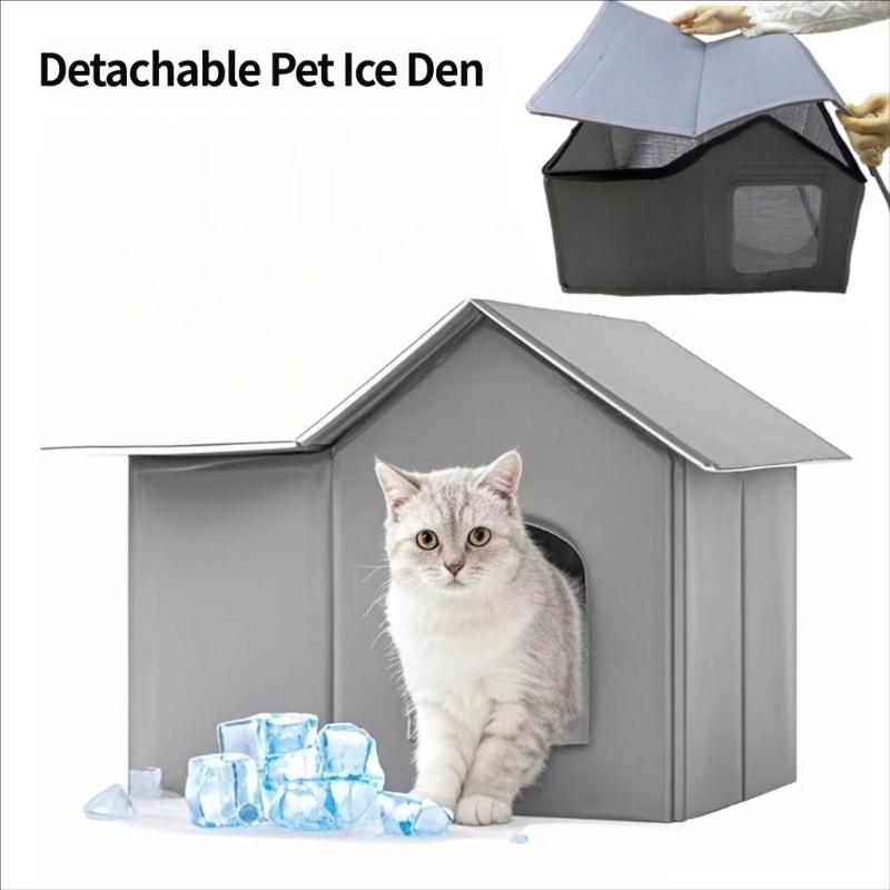 Foldable Cave Shelter for Pet Cooling, Enclosed House for Outdoor Bed Stray Animal Portable Cover for Bedroom Use Daily Home