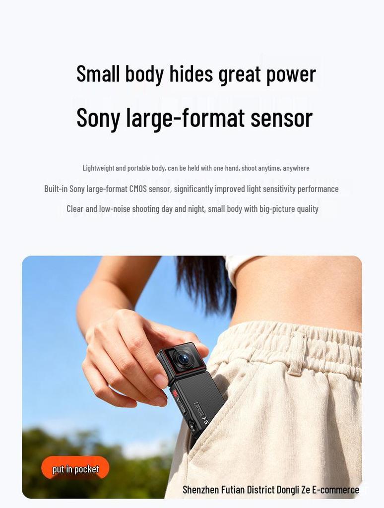 5K HD 180° Sports Motorcycle Dash Cam - Thumb Pocket Camera