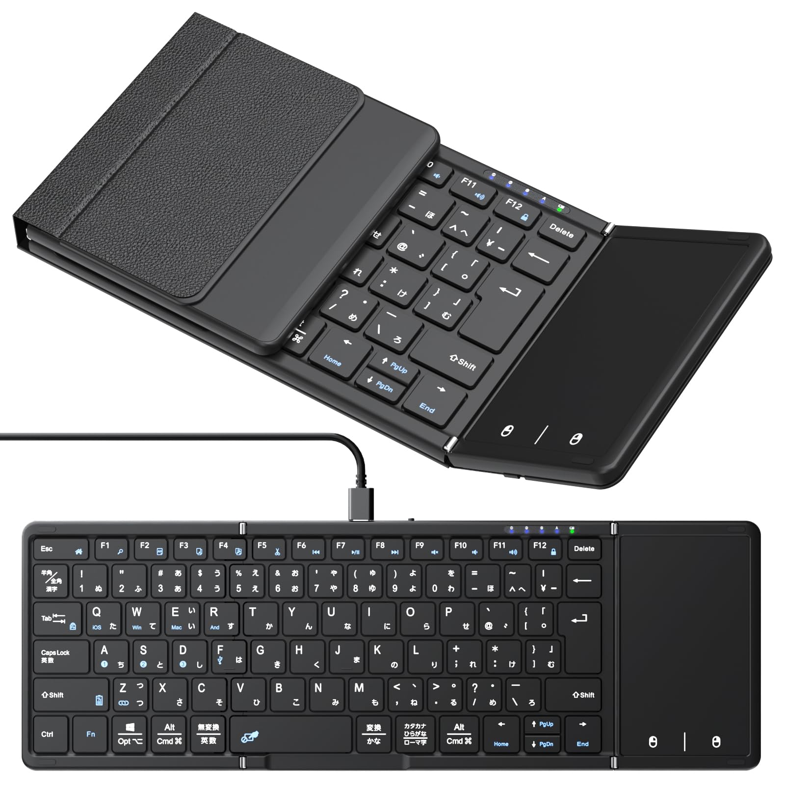 

[Latest Model] Omikamo Keyboard, Wireless Foldable iPad Keyboard, Bluetooth Keyboard with Touchpad, Japanese Layout, Wired & Wireless Use, LeftRight