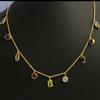 Colier din argint 925 placat cu aur galben, peridot, granat, piatra lunii, citrin, ametist, iolit, topaz albastru