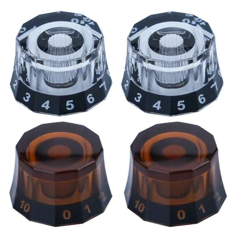 4 Pcs Guitar Acrylic Knobs Speed Control Knobs Volume Tone Control Knobs Potentiometer Cap for Electric Guitar or Bass