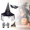 Halloween Witch Hat Pointed Adult Fancy Dress Oxford Cloth Modern Witches with Gauze Wizard
