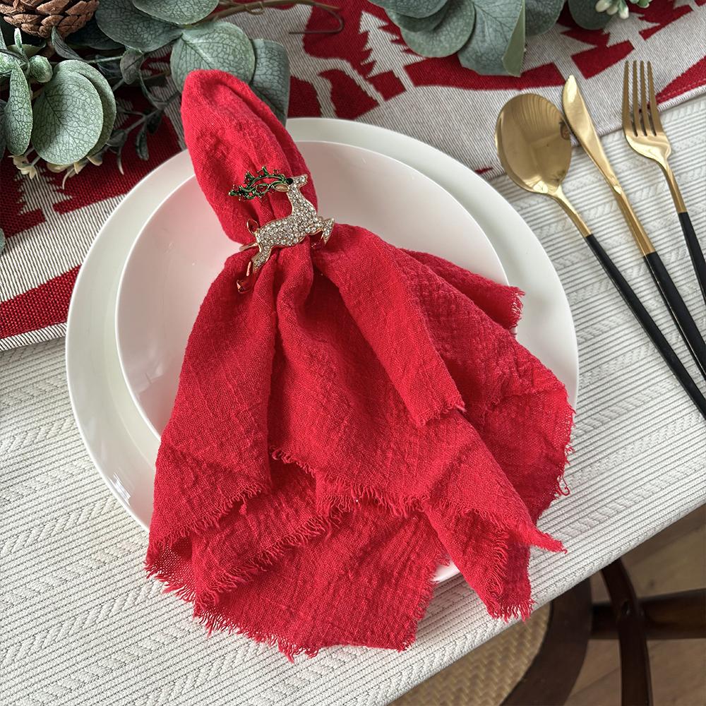 set of 10 Gauze Cotton Cloth Napkins 32x32cm Fabric Wedding Decor Everyday Use Dinner Tea Towel Table Village  Christmas Napkins