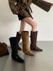 Boots Women's inner height increase 2025 new boots Autumn and winter women's boots Square head suede high boots Western knight boots