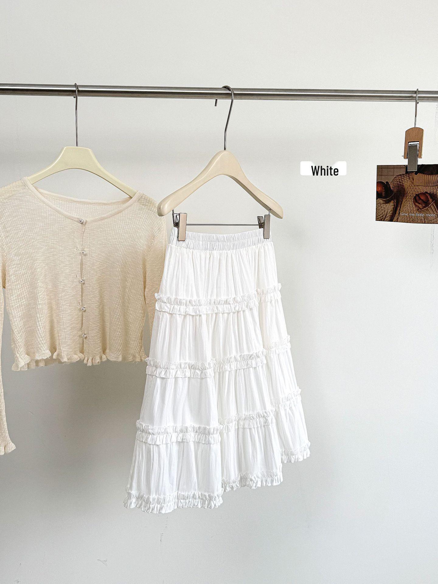 2026 Весна/Лето Многослойная юбка-миди А-силуэта с оборками для миниатюрных, Пышная белая/Кейк юбка, Маленькая черная юбка One Size