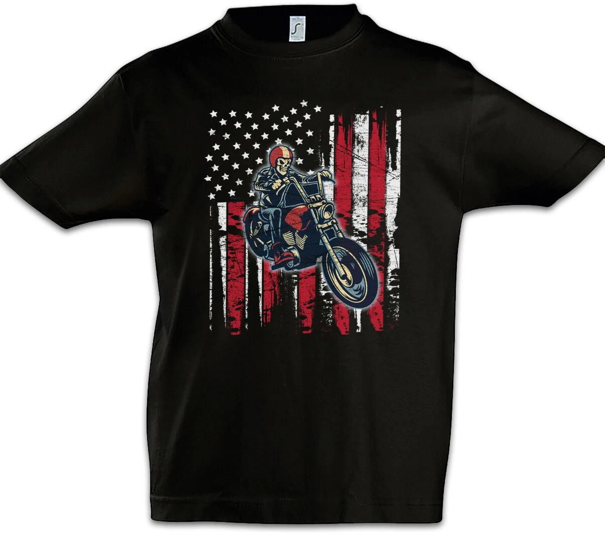 Skeleton Biker Kids Boys kids boys T-Shirt MC Rocker Gangster Skeleton Motorcyclist 100