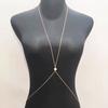 Sexy Fashion Pearl Circle Tassel Pendant Breast Chain Body Chain Simple Cross Bikini Body Chain