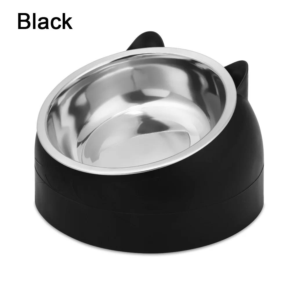 Cute Cat Dog Bowl Protect The Cervical Spine 15 Degree Tilted Pet Stainless Steel Fall-resistant Durable Food Bowl Pet Supplies