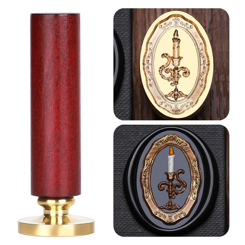 Halloween Seal Cylindrical Red Handle (handle + Brass Seal Head) Fire Lacquer Seal Set Handle Copper Head