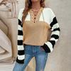Women's  And Winter Temperament Color Block Striped Pullover Sweater