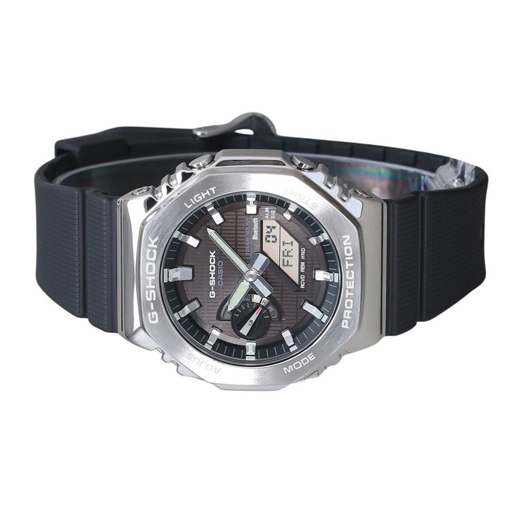Casio G-Shock G-Steel Analog Digital Smartphone Link Curea din rășină pe bază de bio Cadran negru Tough Solar GBM-2100-1A 200M Ceas bărbătesc