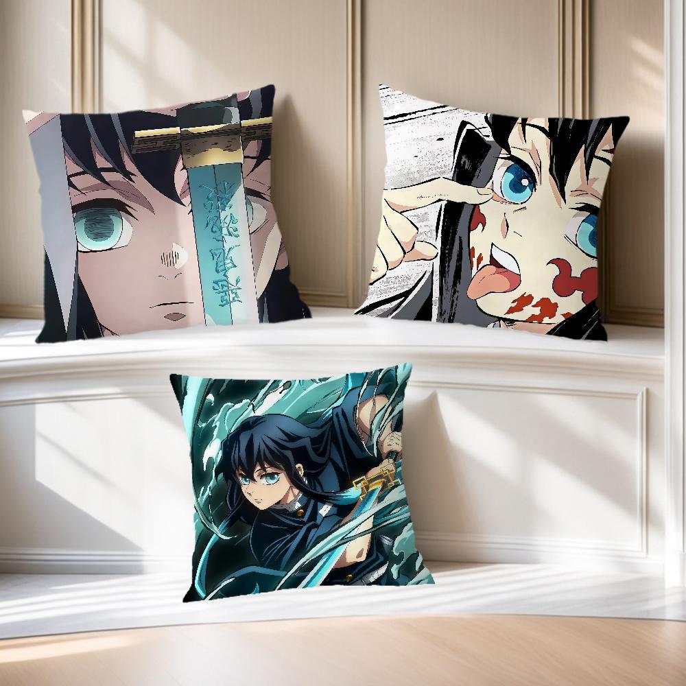 Comic Hot Fanart Anime m-Muichiro Tokito Cushion Cover Soft Pillow Case for Sofa Living Room Home Office Decor Protective Covers