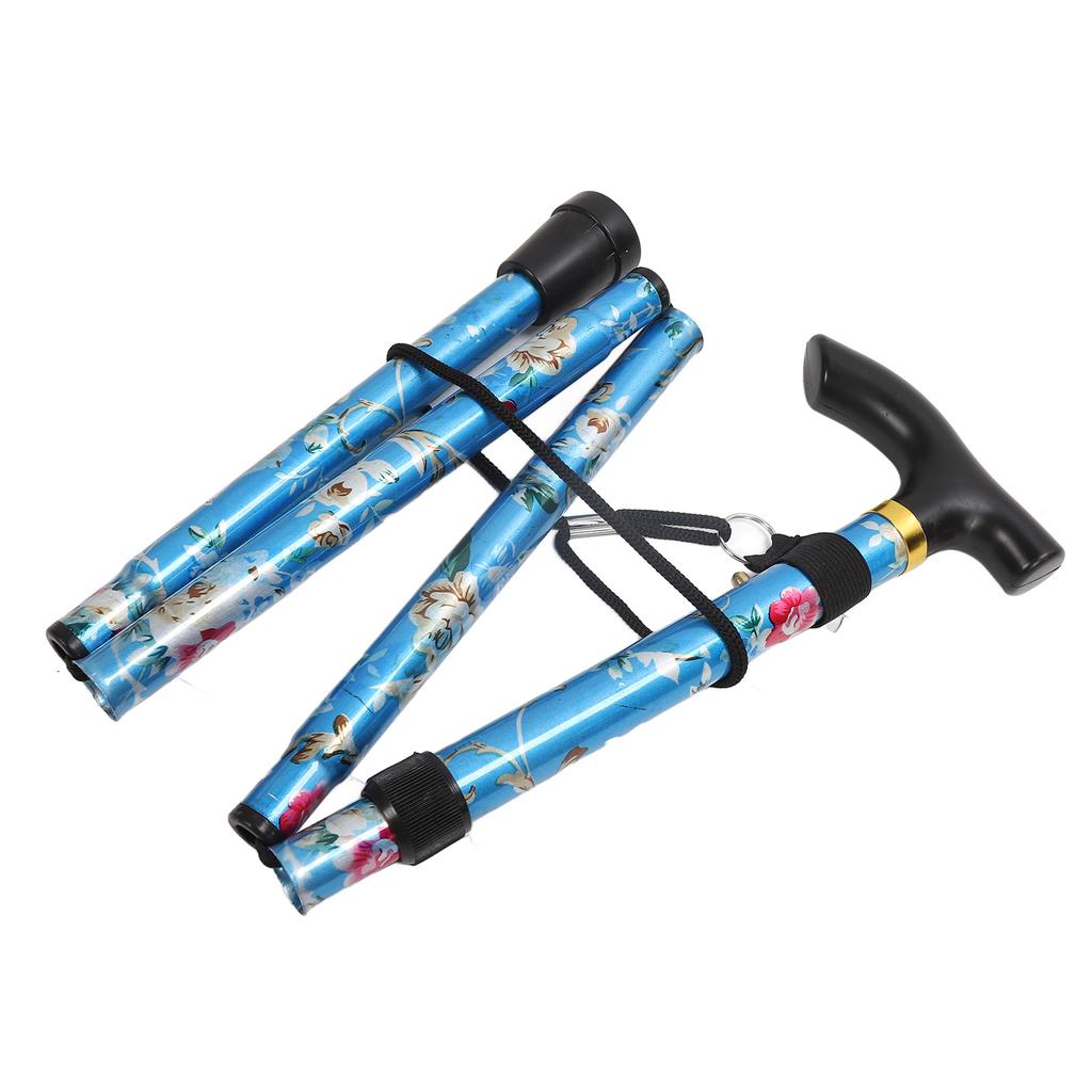 Faltbarer Gehstock 5   Faltbarer Leichter Druck Klettersupport   Höhenverstellbarer Aluminiumstock für Draußen Wandern