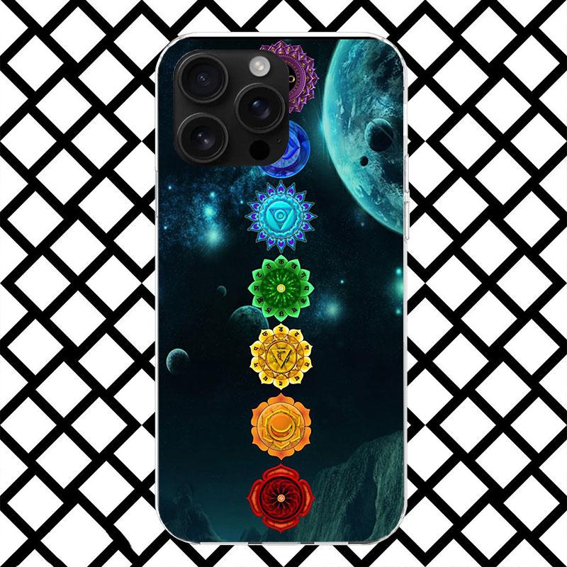 Yoga Chakra Spirituelle Energie Universum Handyhülle für iPhone 17 Air 16 16E 15 14 Plus 13 Mini 12 11 Pro Max 7 8 + SE 2020 Weich Co