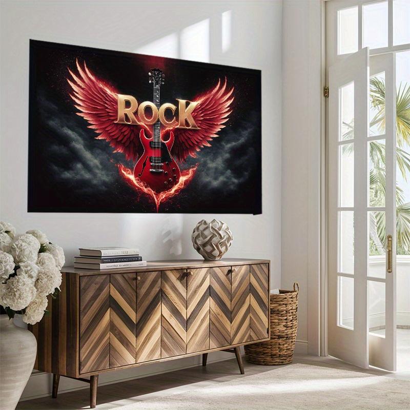 Rock Star Guitar Wings Polyester Fiber Banner Music Theme Wall Decoration Multi functional Home Room Party Decoration