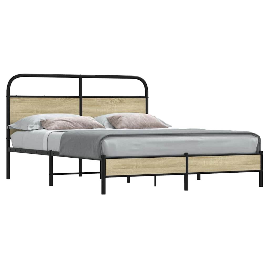 Bed Frame Without Mattress 150 X 200 Cm Sonoma Oak Wood Based Panel