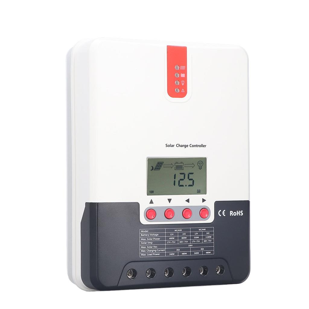 MPPT Solar Charging Controller 12V/24V 40A IP32 Waterproof Fast Response for RVs Home Yachts