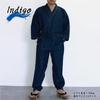 SWINGPLUS Men's Denim Kimono Samue Set (Top and Bottoms), Loungewear, Sizes M-2L (2L, Indigo)