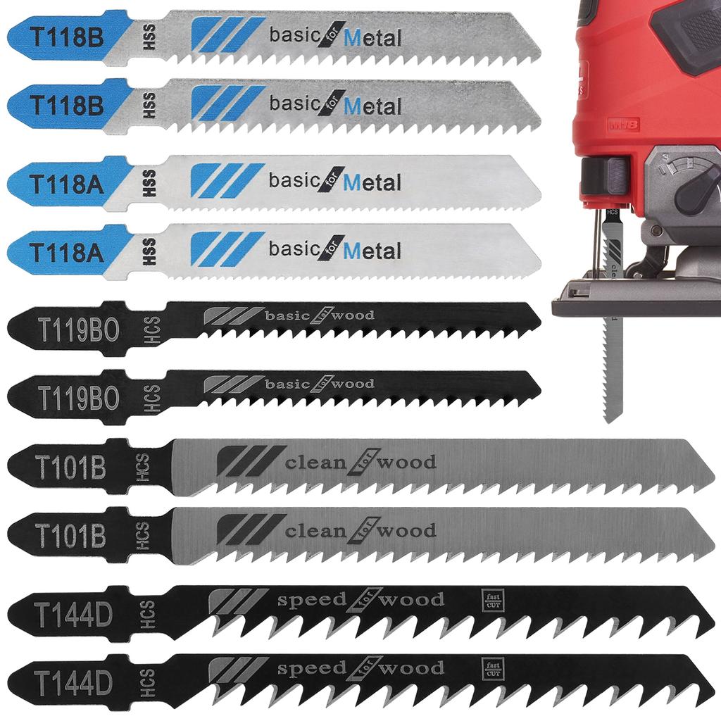 10Pcs 112mm Jigsaw Blade T Shank Extra Long Scroll Saw Blades Carbon Steel Coarse Tooth Cutter for Wood Cutting Tight Spaces