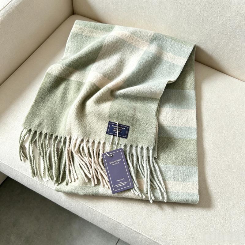 Brown British plaid fringed scarf women's winter Korean version imitation cashmere thickened shawl versatile warm scarf men's trend