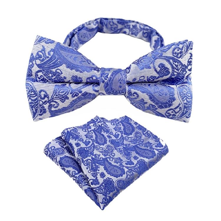 Floral Jacquard Adjustable Pre Tied Bows Tie and Pocket Square Set for Men Formal Wedding Party Prom Necktie Neckwear