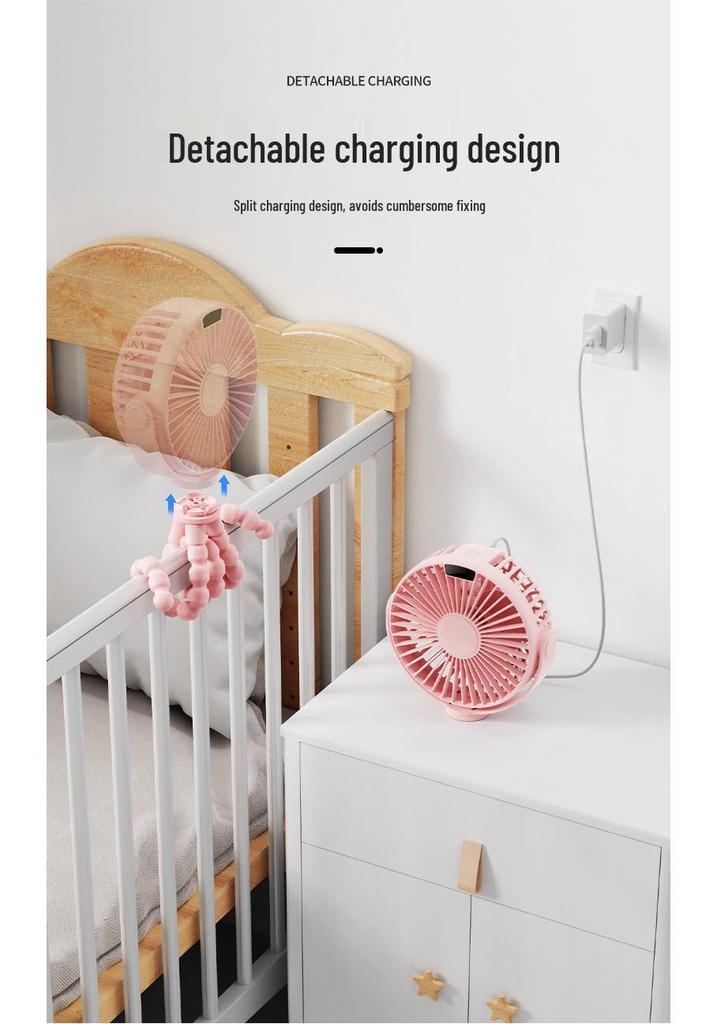 Octopus Baby Stroller & Desktop Mini Fan with USB Charging Tripod