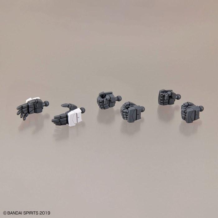 BANDAI SPIRITS 30MM Option Parts Set 12 (Hand Parts/Multi-Joint) 1/144 Scale Pre-Colored Plastic Model - Gray, White.