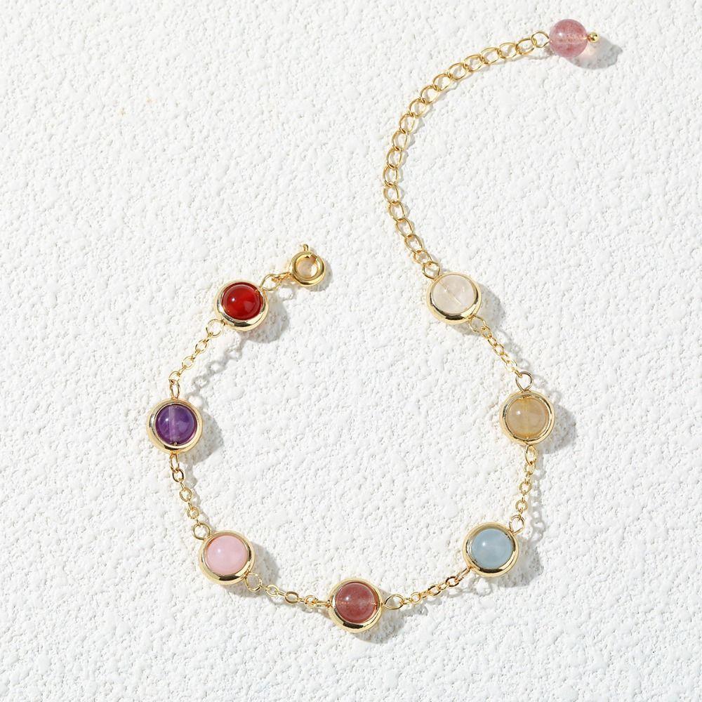 Adjustable Colorful Crystal Lucky Bracelet Rainbow Candy Beads Bangle  Wedding Party Gift