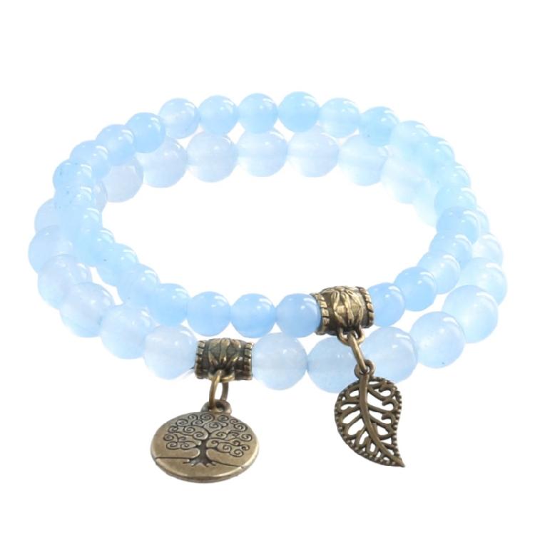 Handmade Leaf Charm Bracelet Life Tree Bangles Jewelry Gift for Women and Man