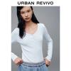 UR2026 Spring New Women's Textured V-Neck T-Shirt