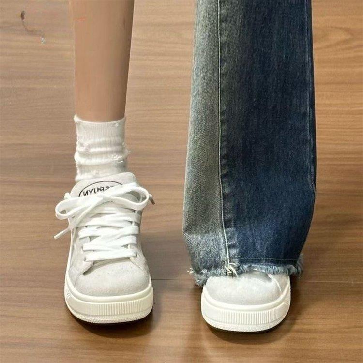 

Одинарная обувь розовая кожа леопардовая вставка ретро кеды нишевая универсальная студенческая повседневная обувь-хлебцы 40 серый