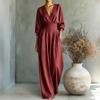 Damen V-Ausschnitt Farbe Taillenband Jumpsuit für einen eleganten Freizeit-Look