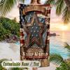 American Patriotic Theme Beach Towel Personalized Custom Name & Text Soft Quick Dry Beach Towel for Swimming Travel
