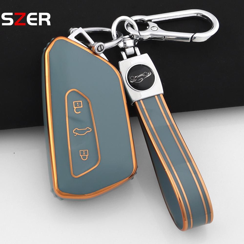 Tpu Car Key Case Cover Shell Fob Keychain For Vw Volkswagen Golf 8 Mk8  For Skoda Octavia For Seat Holder Fob Accessories