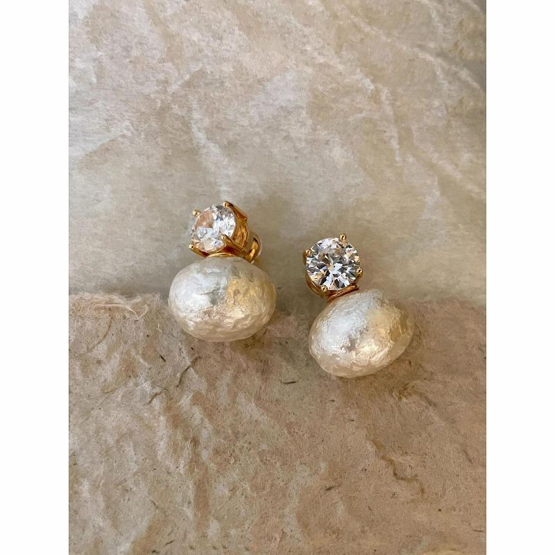 

Earring for Women, Cotton Pearl, High-end, Elegant, Fashionable, Simple, Zircon, Silver Hook Earrings