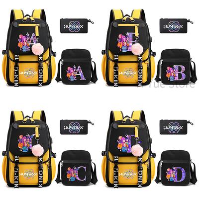 3 Stück/Set Anime 26 Englische Buchstaben Aufgedruckter Rucksack mit Umhängetasche für Teenager Schüler Mädchen Junge Schultasche Große Kapazität Reisetasche Kindergeschenk Rucksack