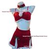 Seductive Red Christmas Holiday Suspender Top & Skirt Set