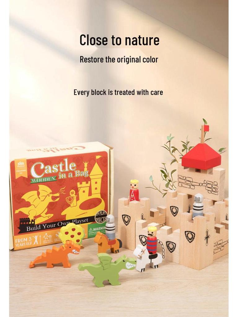 3D Creative Thinking Castle: Wooden Puzzle & Building Blocks for Children's Early Education