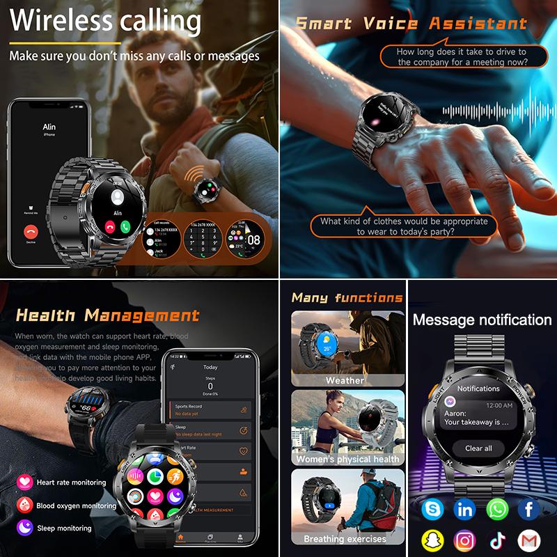 New T-Rex 3 Ultra Military Grade 1000mAh Battery Smart Watch Men IP68 Waterproof Sports Fitness Bluetooth Call AMOLED Smartwatch