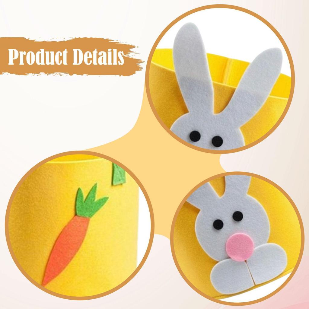Empty Easter Basket Portable Decorative for Egg Doll Candy Holiday Toddler Boys Girls Reusable Egg Bucket Gift Storage Basket